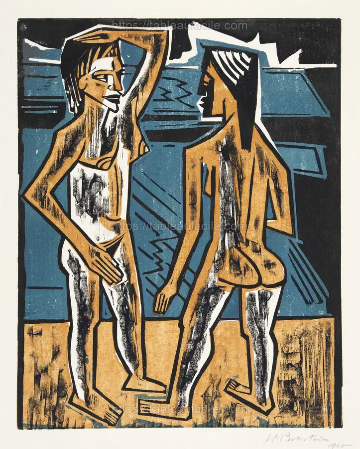 Two Standing Nudes (1920) by Max Pechstein apercu