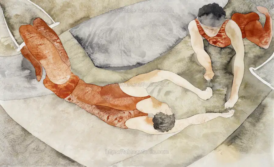 Two Trapeze Performers in Red (ca.1917) Charles Demuth apercu