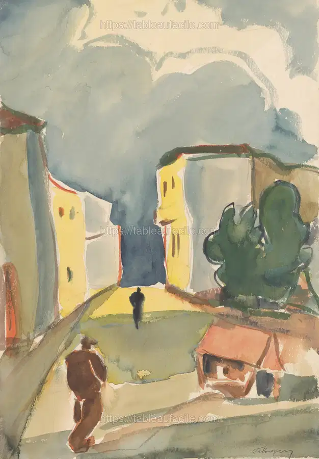 Two pedestrians by Zolo Palugyay apercu