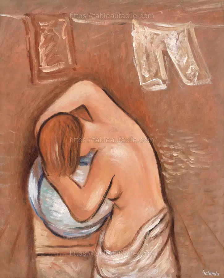 Washing hair (1934) vintage illustration by Mikulas Galanda apercu
