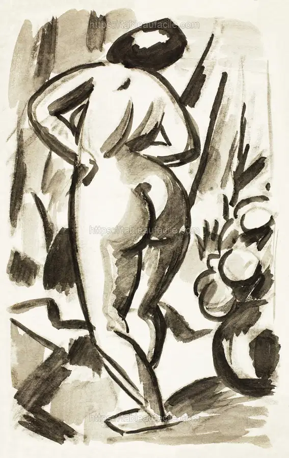 Woman showing her nude bum. Standing Female Nude by Carl Newman 3a apercu