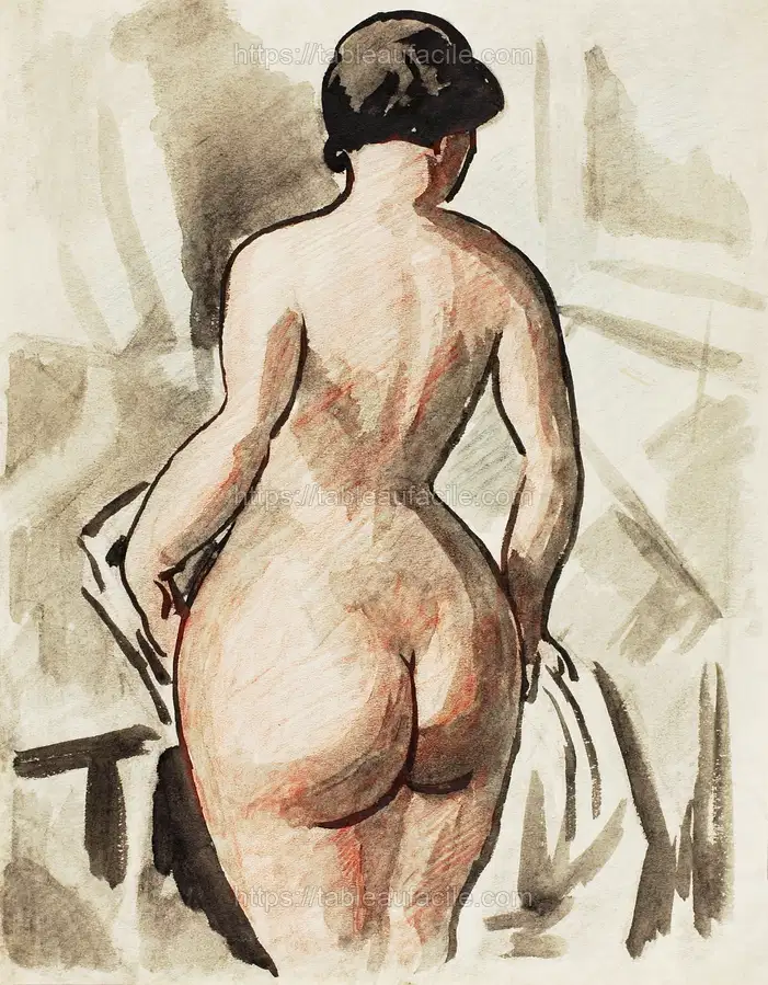 Woman showing her nude bum. Standing Female Nude by Carl Newman apercu