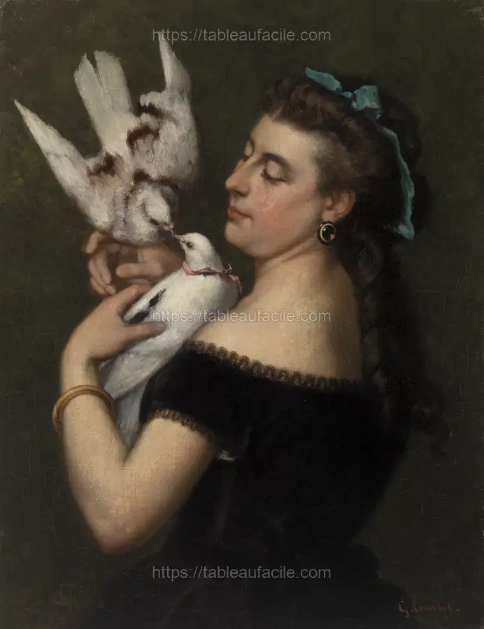 Woman with Pigeons by Gustave Courbet apercu