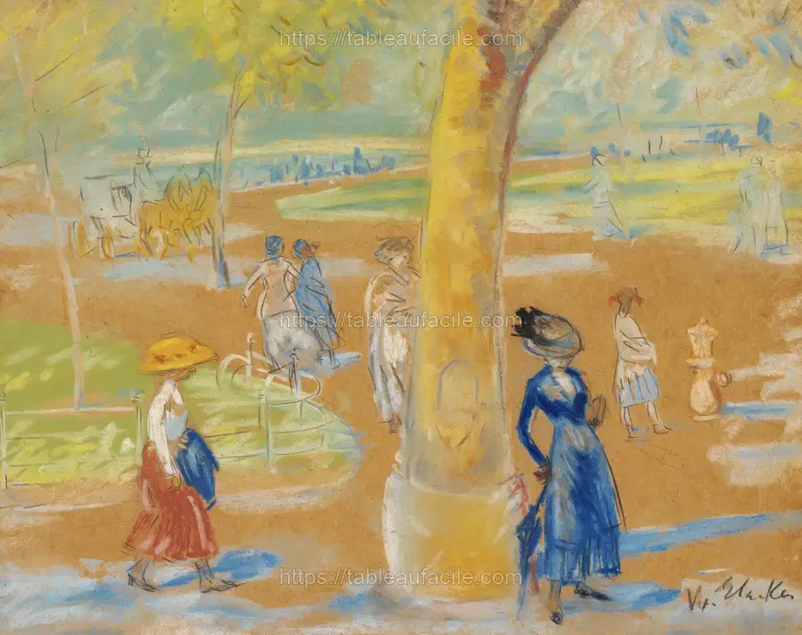 Woman with Umbrella, Washington Square by William James Glackens apercu