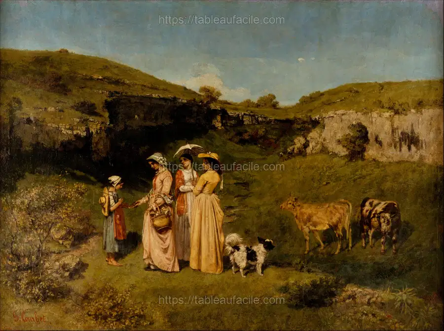 Young Ladies of the Village by Gustave Courbet apercu