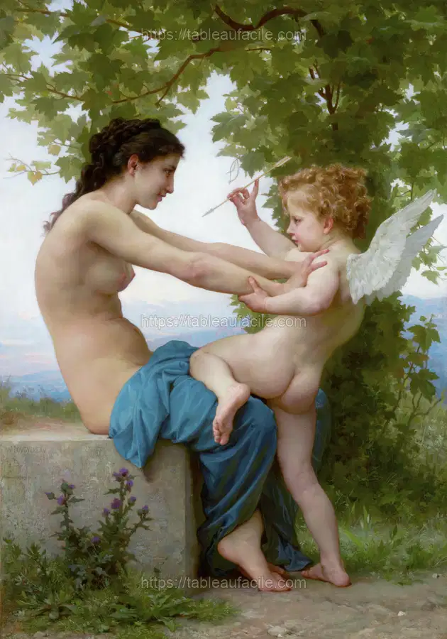 A Young Girl Defending Herself against Eros (1825-1905) William-Adolphe Bouguereau apercu