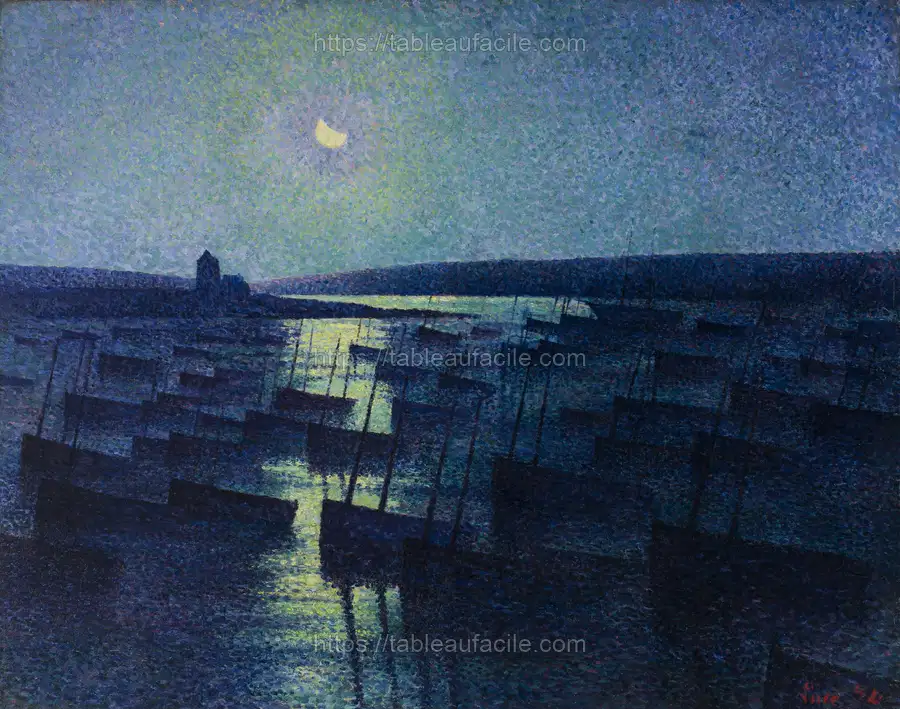 Camaret, Moonlight and Fishing Boats (1894) Maximilien Luce apercu