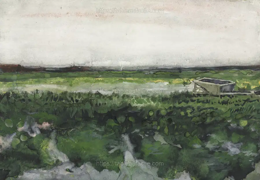 Landscape with Wheelbarrow (1883) by Vincent Van Gogh apercu