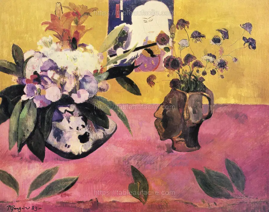 Paul Gauguin_s Still Life with Head-Shaped Vase and Japanese Woodcut (1889) apercu