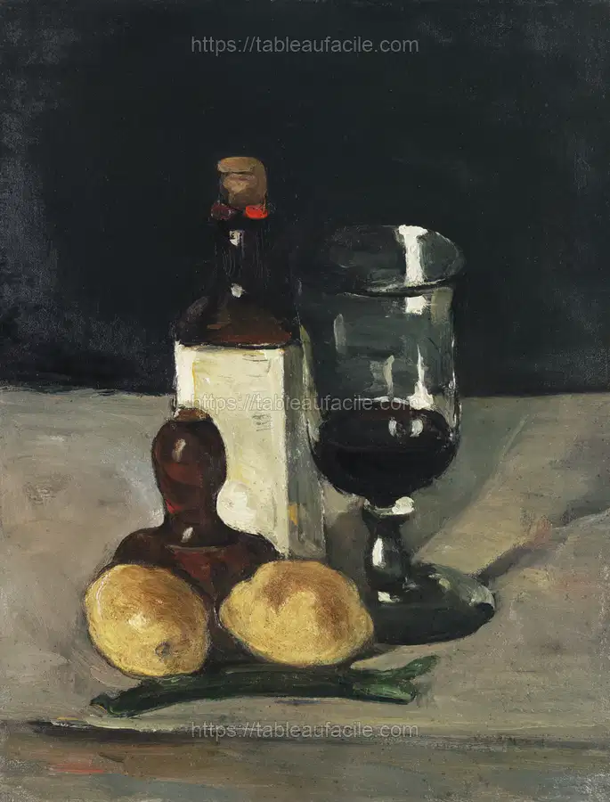 Still Life with Bottle, Glass, and Lemons (ca. 1867–1869) by Paul Cézanne apercu