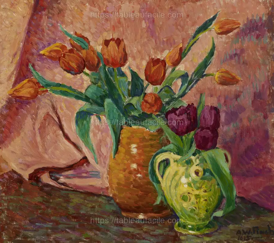 Two vases with tulips, 1915, by Alfred William Finch apercu