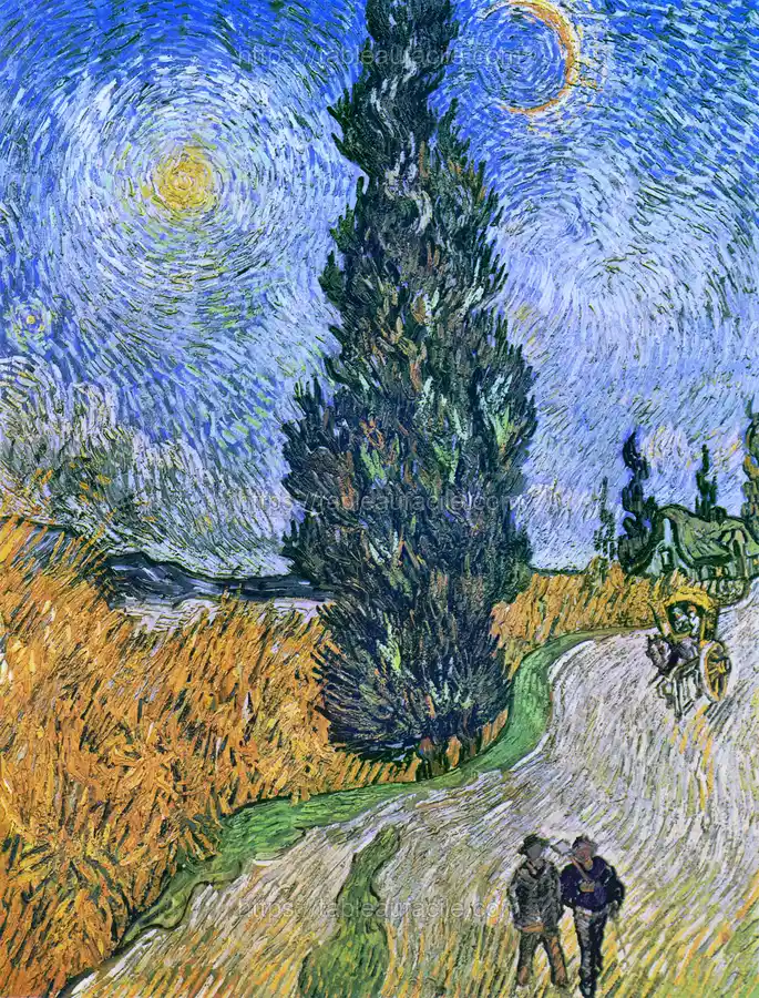 Vincent van Gogh_s Road with Cypress and Star (1890) apercu