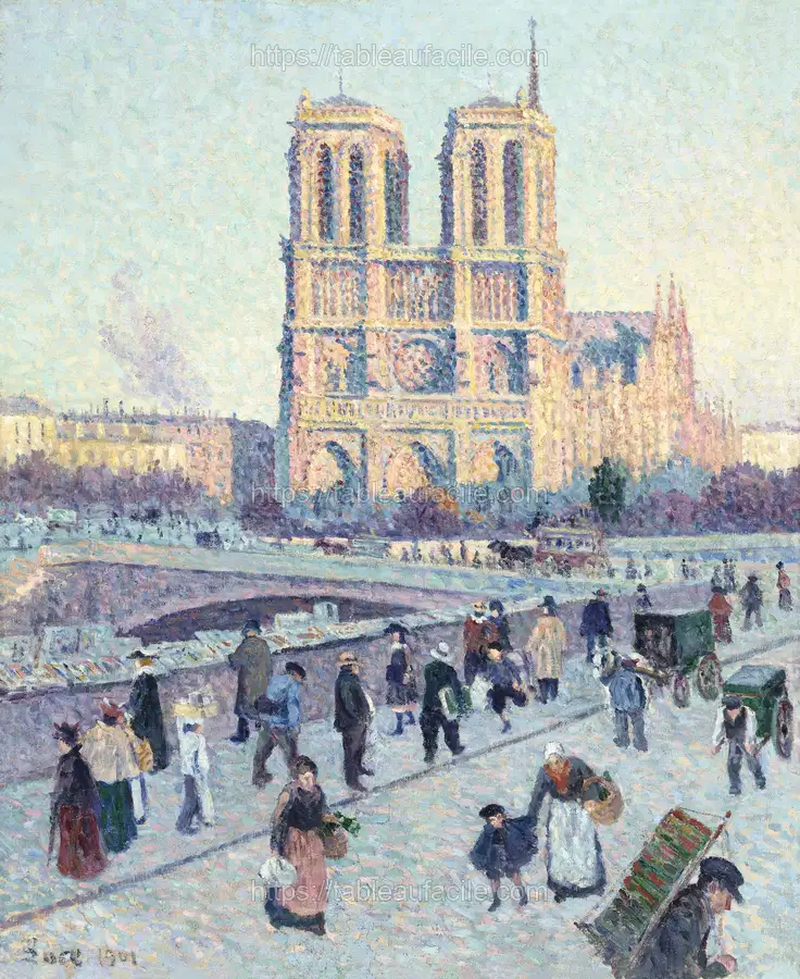 The Quai Saint-Michel and Notre-Dame (1901) vintage illustration by Maximilien Luce apercu
