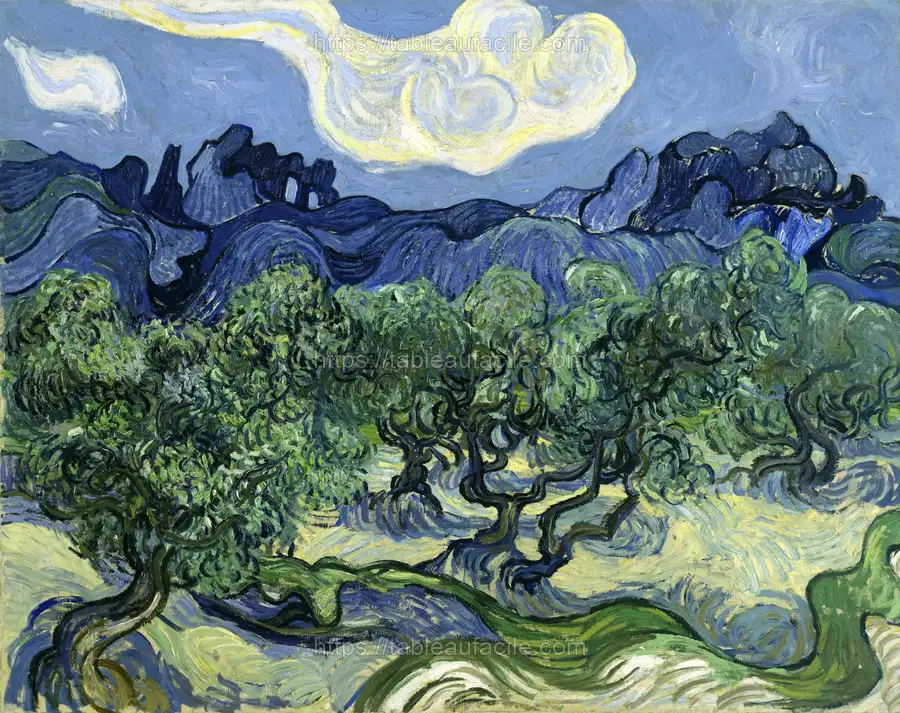 Vincent van Gogh_s Olive Trees with the Alpilles in the Background (1889) apercu