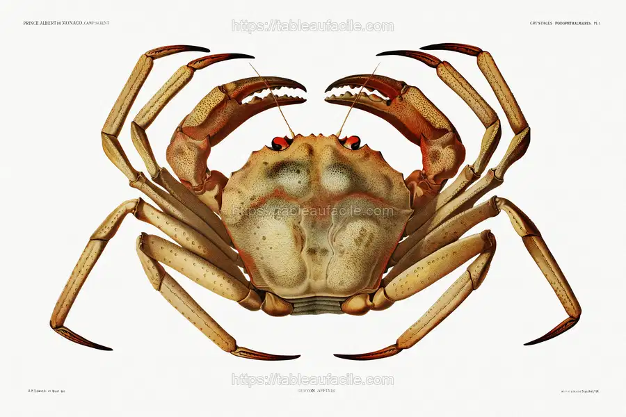 Chaceon, the Atlantic deep sea red crab illustration from Résultats des Campagnes Scientifiques by Albert I apercu