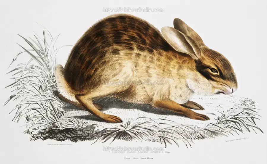 Chinese Hare (Lepus Sinensis) from Illustrations of Indian zoology (1830-1834) by John Edward Gray apercu