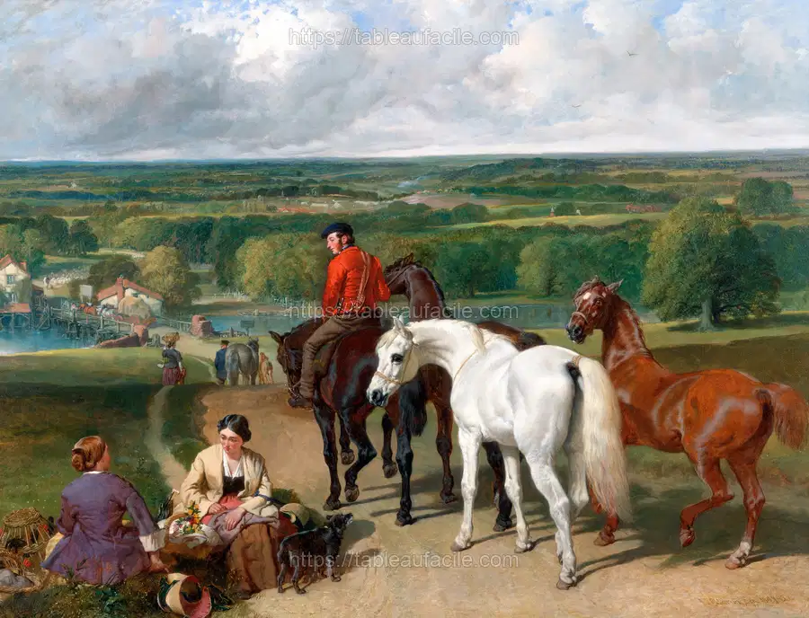 Exercising the Royal Horses (1847–1855) by John Frederick Herring apercu