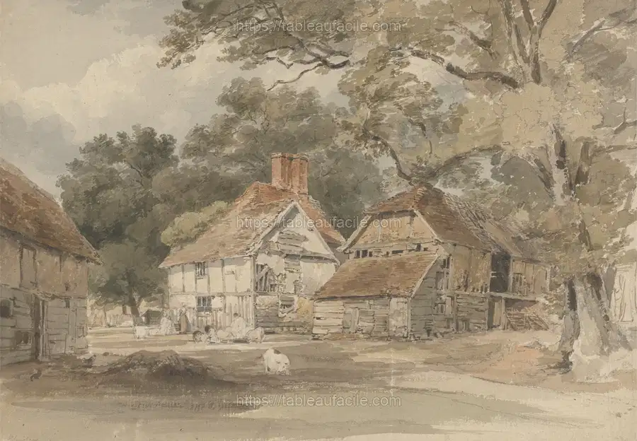 Farm Buildings among Trees apercu