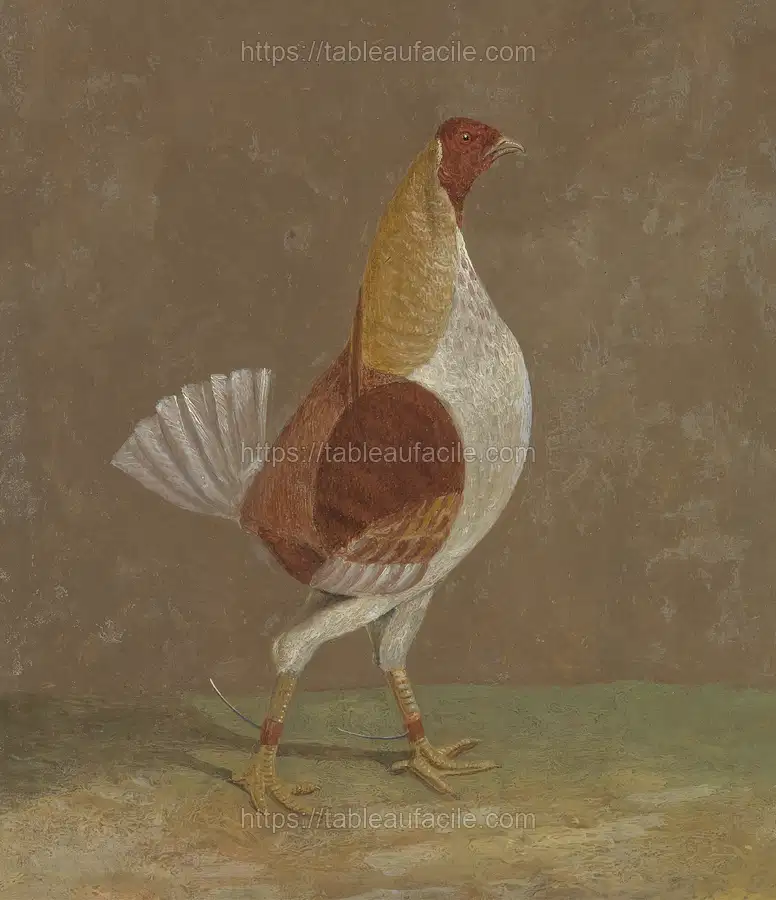 Fighting Cocks a Pale-Breasted Fighting Cock, Facing Rght (1829)  by John Frederick Herring apercu