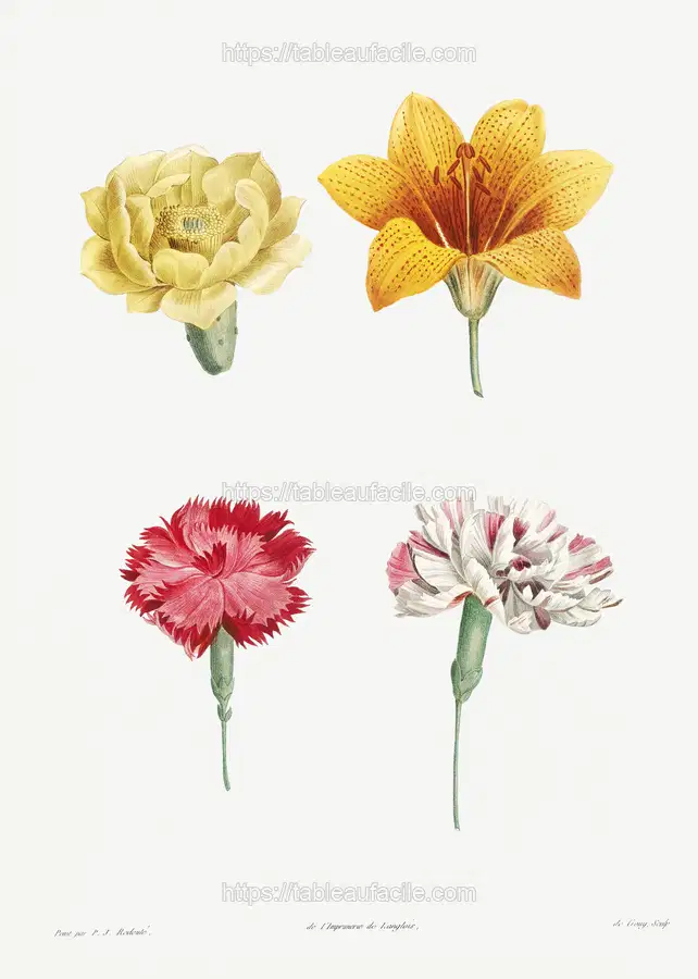 Flower set from La Botanique de J. J. Rousseau by Pierre-Joseph Redouté apercu