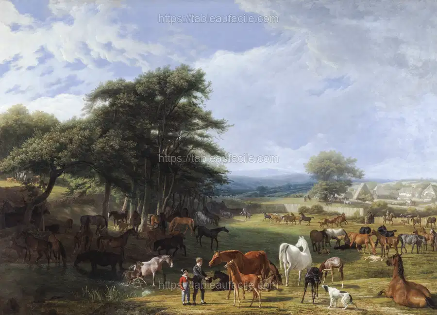 Lord Rivers_s Stud Farm, Stratfield Saye (1807) painting in high resolution by Jacques–Laurent Agasse apercu