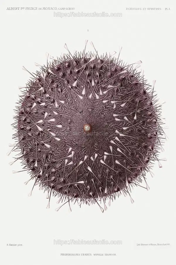 Sea urchin illustration from Résultats des Campagnes Scientifiques by Albert I apercu
