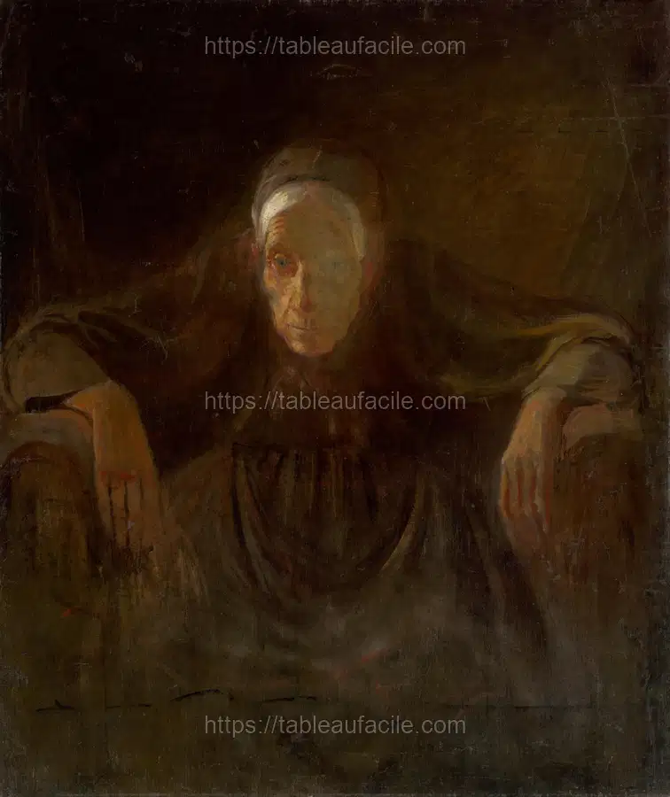 Study of an old woman by Ladislav Mednyánszky apercu