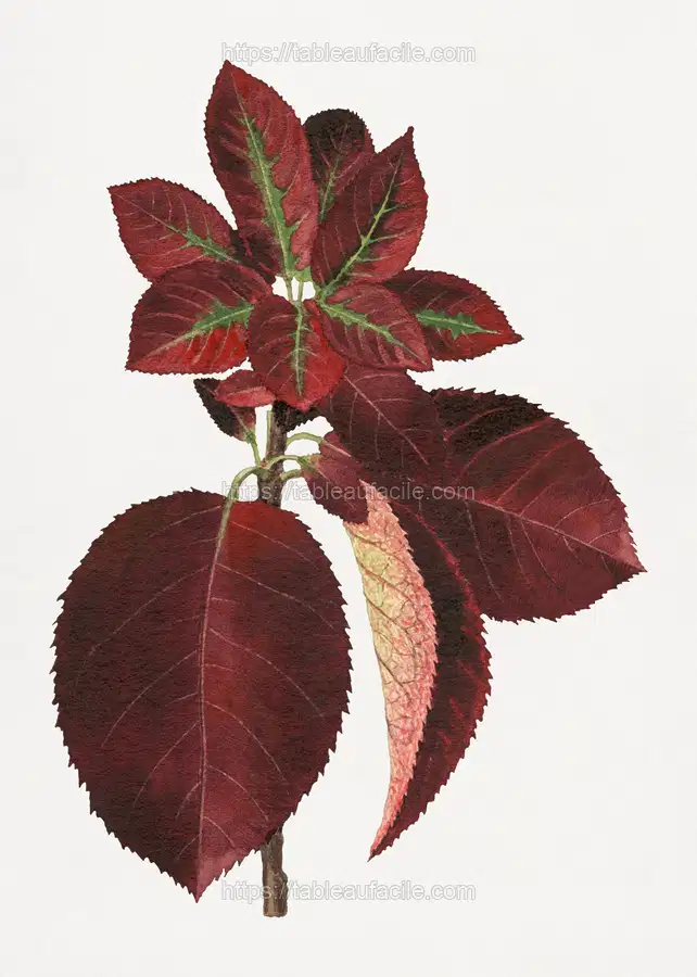 Vintage chokecherry leaves illustration.  Rare and Special Collections, National Agricultural Library. apercu